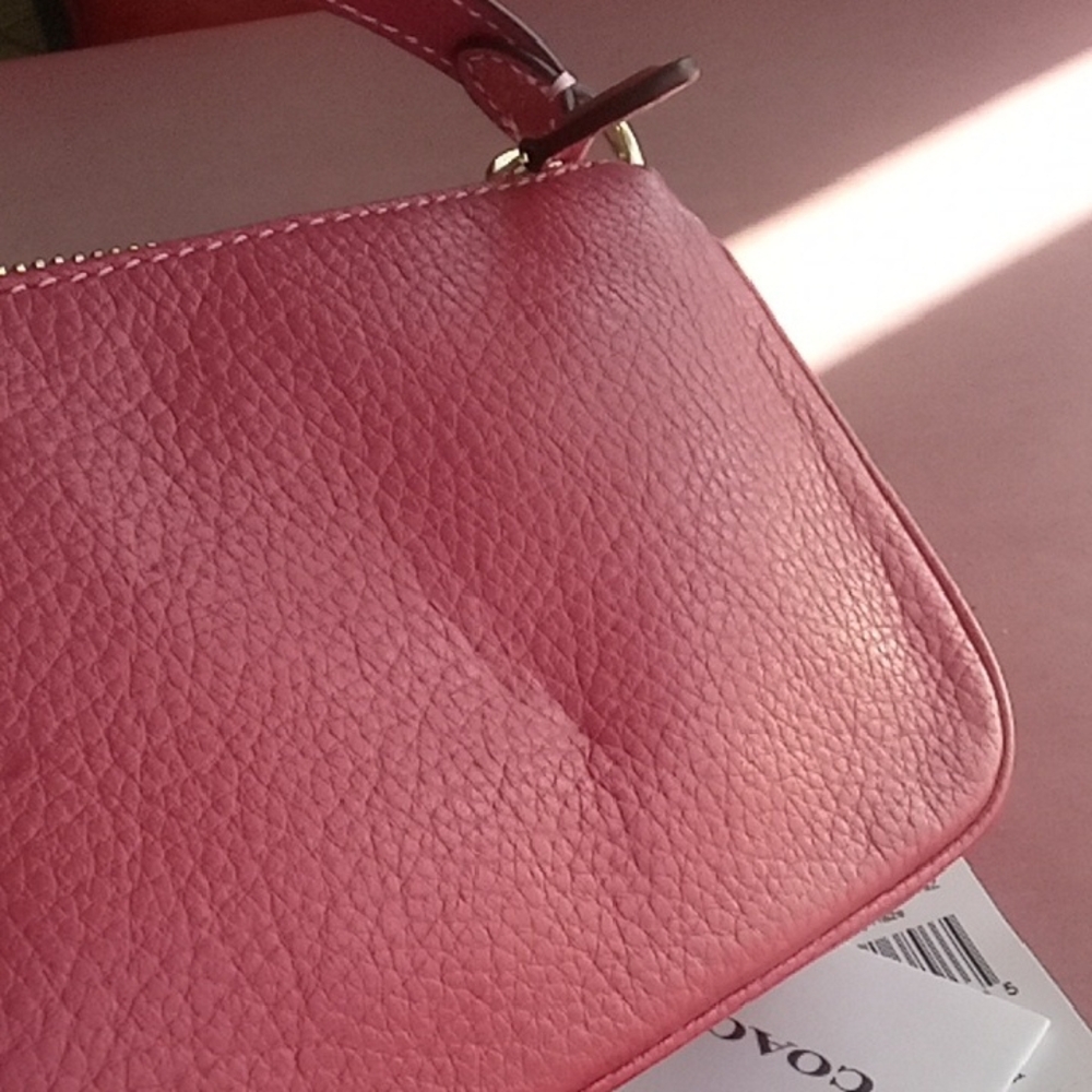 NWT Spring Easter Coach Carriage Strawberry Haze Leather Handbag Wristlet - Picture 7 of 16